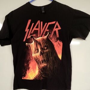 Medium Slayer Metal Band T-Shirt Black Fire Artwork Grunge Tee